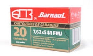 Barnaul 7.62x54R FMJ 174gr ** CAISSE ** (NON-CORROSIVE)