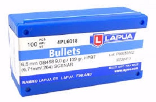 Boulets Lapua 6.5mm GB458 OTM SCENAR 139 Gr