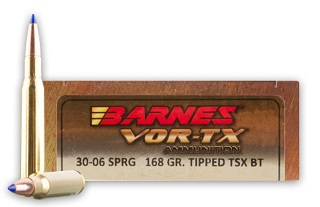 Barnes Vor-Tx 30-06 Sprg 168gr Tipped TSX Boat Tail