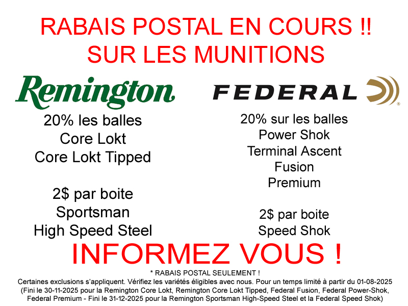 RABAIS POSTAL MUNITIONS