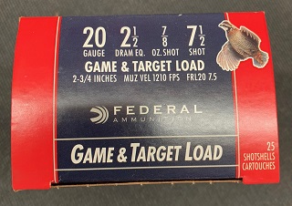 Federal Field & Range 20g. 2 3/4 pouces, 7/8 Oz, #7.5